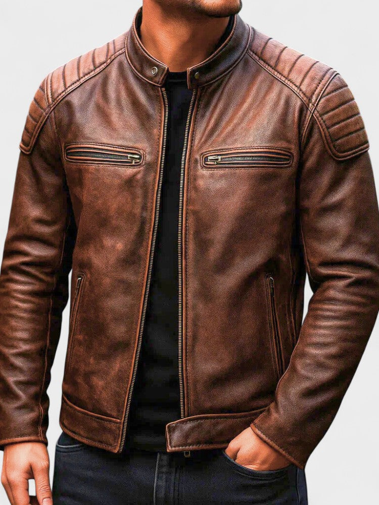 TREY™ | Vintage Leather Jacket — Timeless Style Meets Everyday Durability