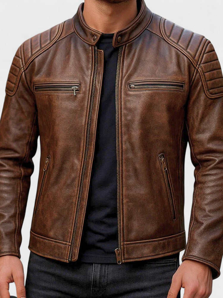 TREY™ | Vintage Leather Jacket — Timeless Style Meets Everyday Durability