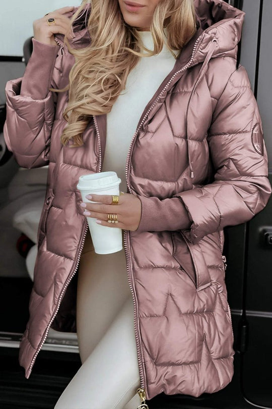 LINA™ | Long, warm quilted jacket with generous hood