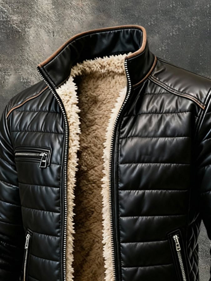 JOHN™ | Black Quilted Jacket Featuring Cozy Sherpa Lining