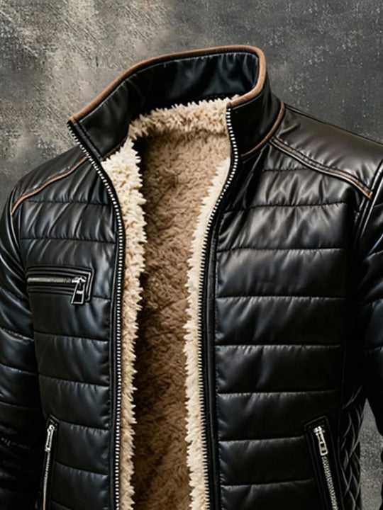 JOHN™ | Black Quilted Jacket Featuring Cozy Sherpa Lining